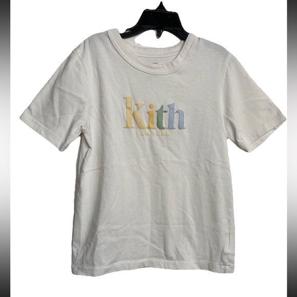 KITH Kids Cotton Crew Neck Short Sleeve Classic Mott Tee T-shirt White Size M 8
